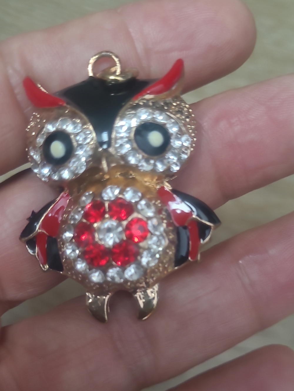 Red and Black Owl Pendant Necklace - Crystal Accent Women’s Jewelry